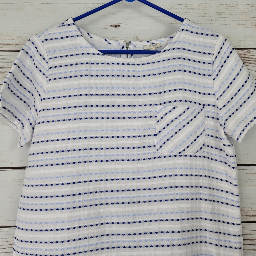 Talbots | Striped Pocket Top Zipper Back Short Sl - Picture 3 of 8